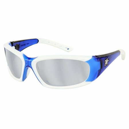 MCR SAFETY Glasses, ForceFlex FF3 Blue/White Frm, Silver Mir, 12PK FF327